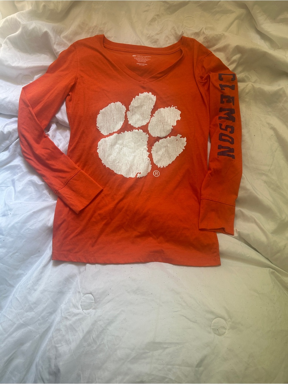 Colosseum Orange Long-Sleeve V-Neck with White Paw Graphic